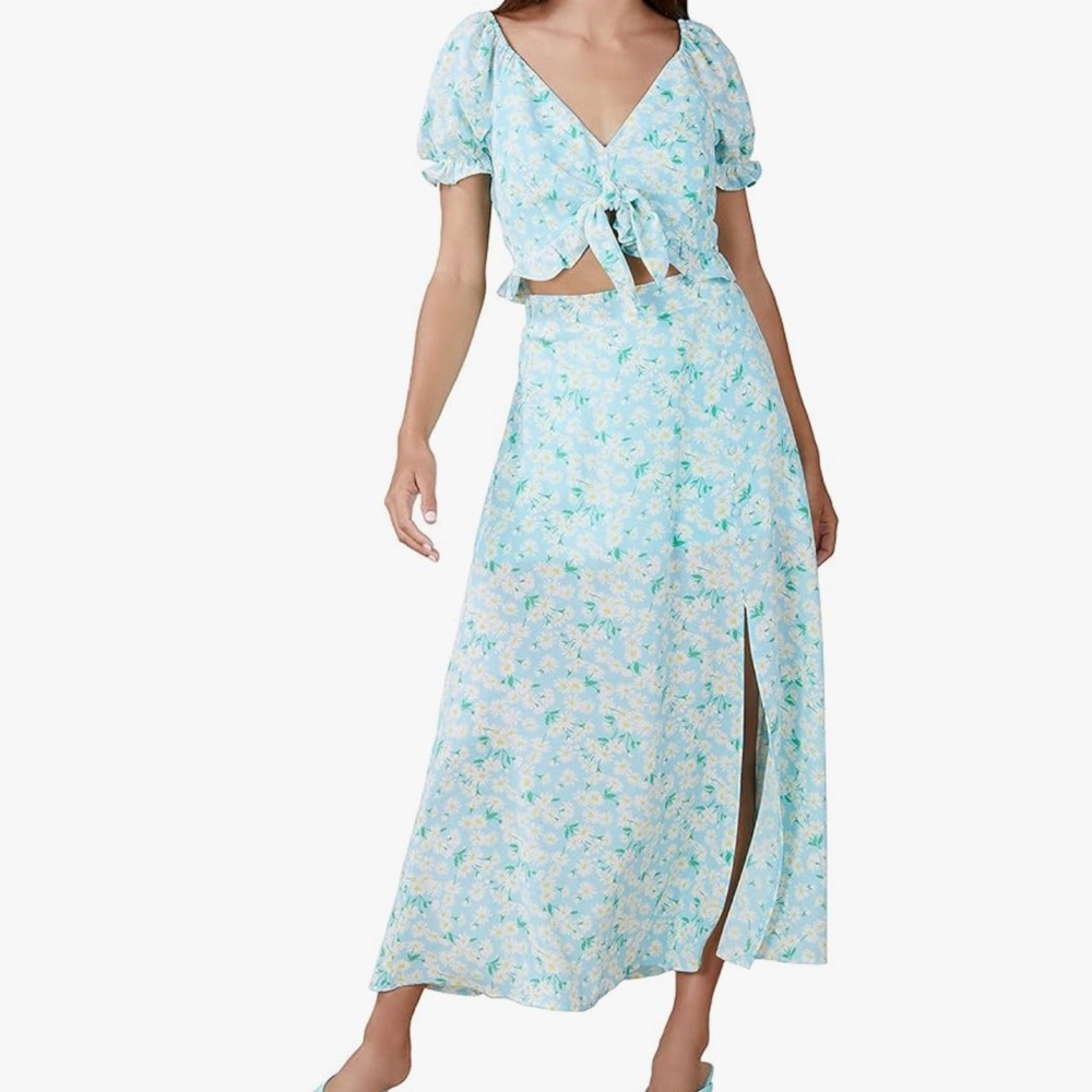 BCBGeneration Floral Blue Maxi Skirt - Picture 1 of 6